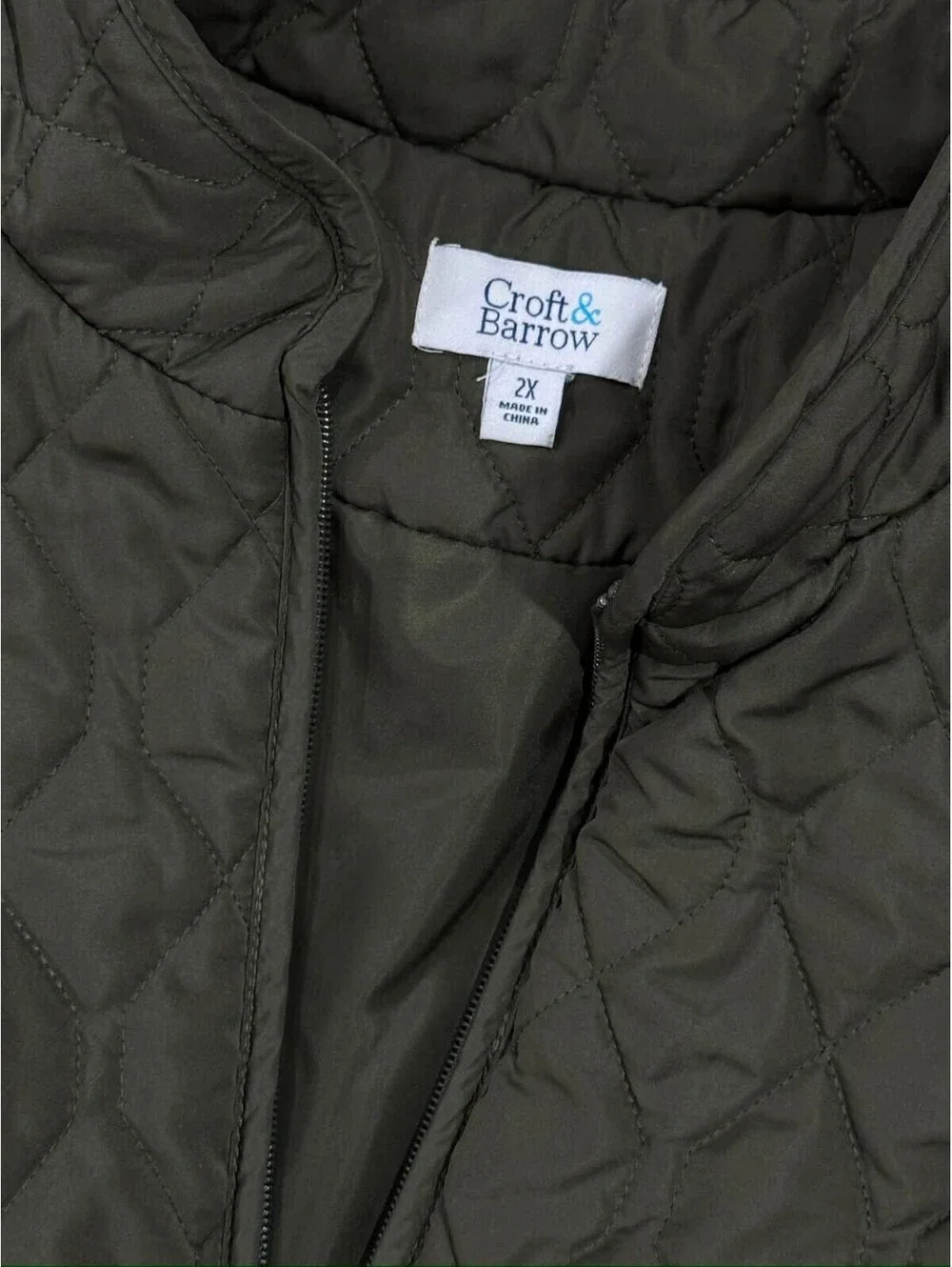Croft & Barrow Quilted Sleeveless Vest 2X Dark Green